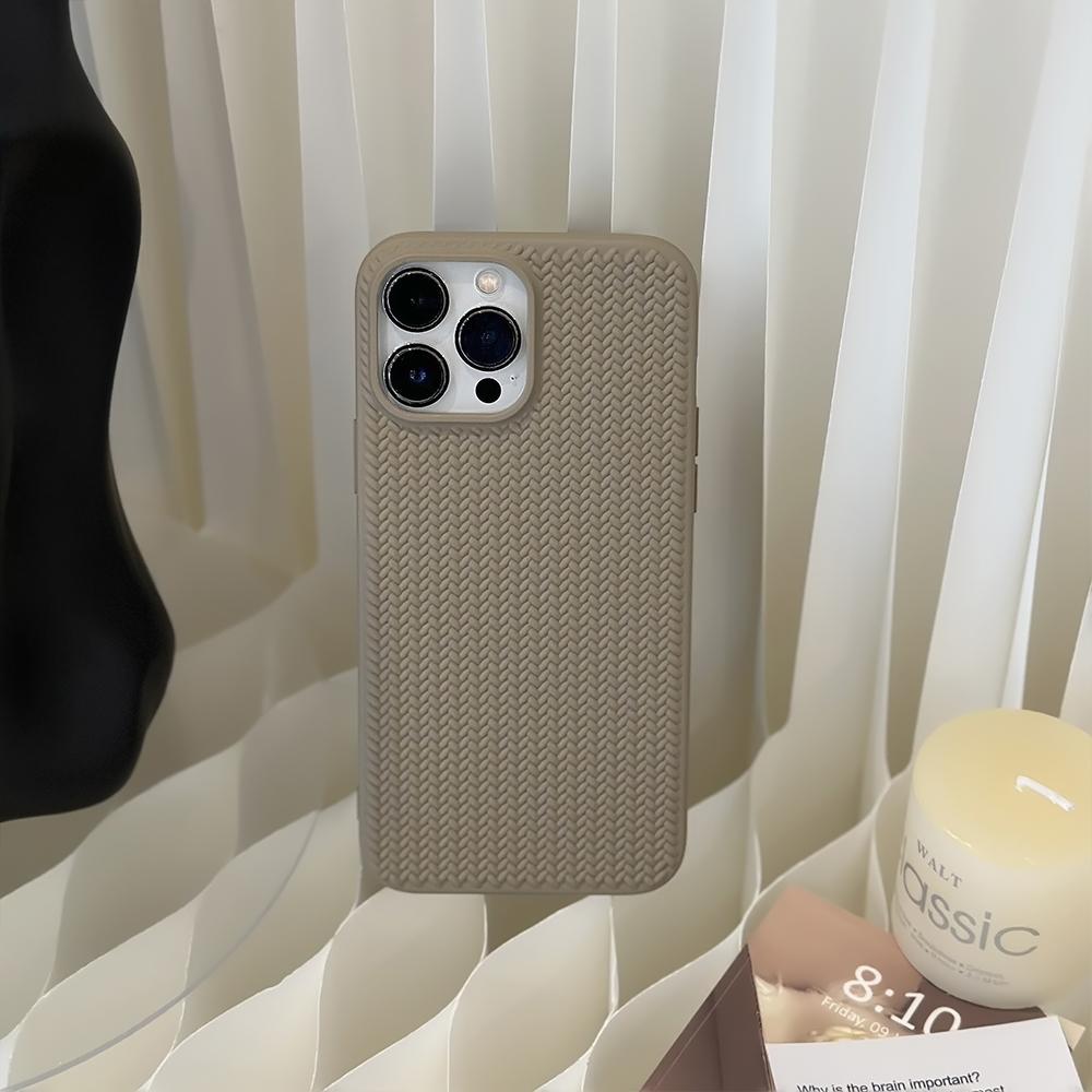 Fashion silicone Woven pattern mobile phone case for iphone 15 14 13 12 11 pro max plus soft Shockproof Bumper full Cover