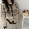 1011 Korean Fair Island sweater women's coat autumn and winter new loose and versatile gentle wind soft waxy knitted cardigan women