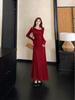 Elegant Young Lady's Chic Early Autumn & Winter Red Dress - New Year Collection