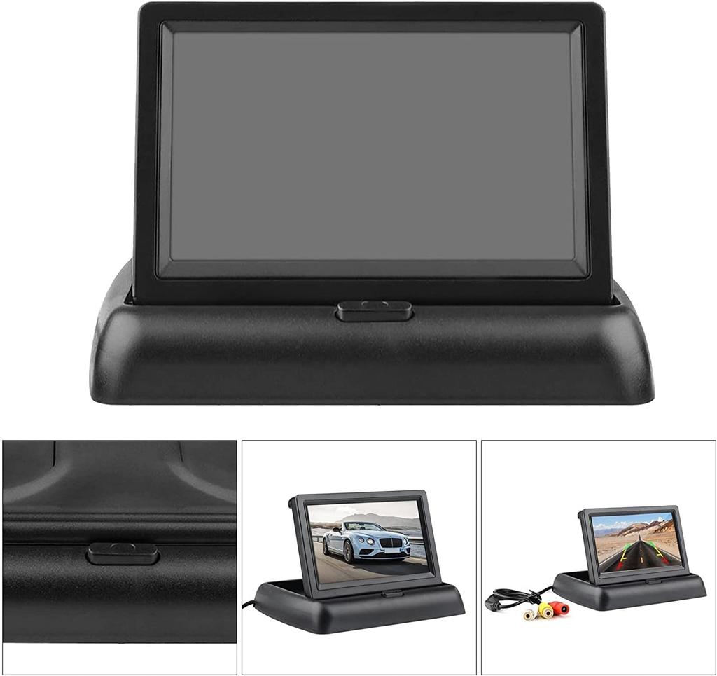 OBEST 4,3-Zoll Doppelmonitor, 4 Systeme, Videoeingang, Automatische Umschaltung, 2 Bildschirme, Aufbaumonitor, Sub-Monitor, Rückfahrkamera, Benutzerdefiniert, /24V