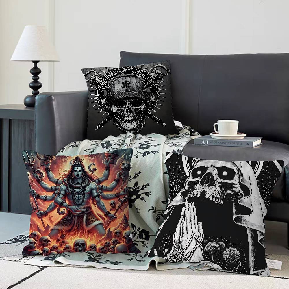 God With Us Skull Pillow Case Removable Washable Cushion Cover – All-Season Soft Linen