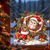 Cute Christmas Tree Hole Little Hedgehog Static Electricity Window Sticker - Won't Damage Glass of Living Room Window