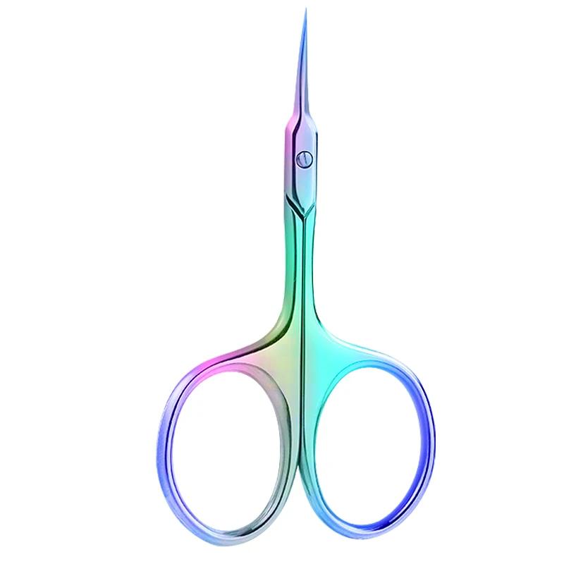 1Pcs Cuticle Scissors Manicure Nail Tools Stainless Curved Blade Eyebrow Eyelash Dry Skin Multi-purpose Small Scissors
