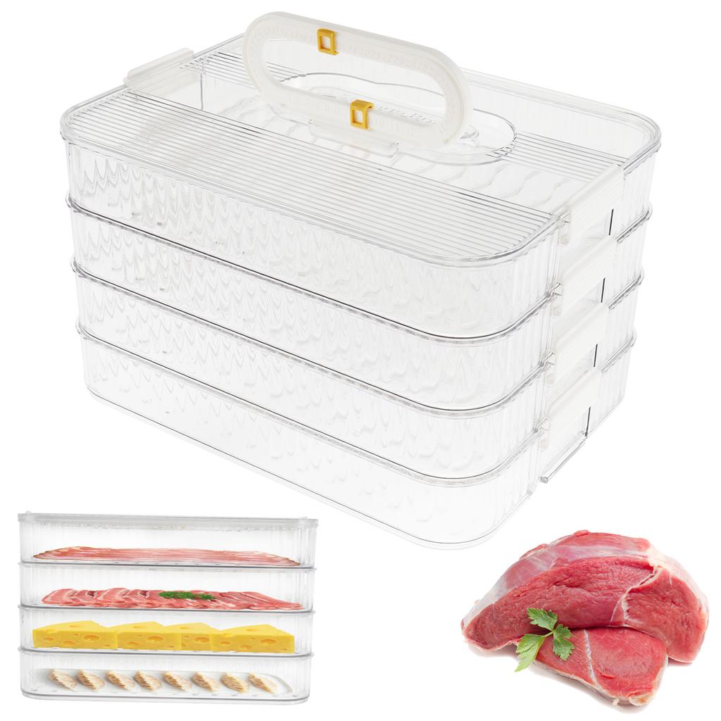 Dumplings Storage Box 3/4 Layer Fridge Food Grade Flash freezing Wonton Keep fresh Seal Leak Proof Deli Meat Date Recording