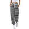 Women's Casual Striped Sweatpants with Drawstring Elastic Waist and Cuffed Hem