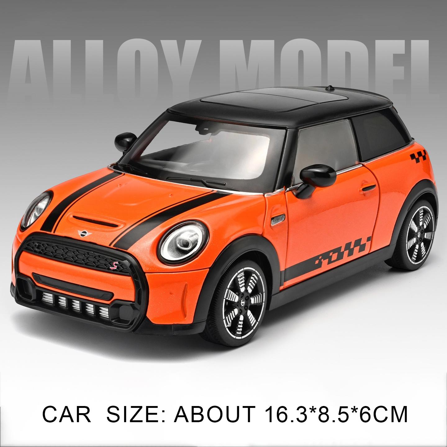 1:Jouet Voiture Miniature Mini Cooper S Échelle 1/24 Direction Articulée Roue Arrière à Tirer Modèles de Véhicules de Simulation Jouets Surprises Quotidiennes