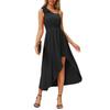 Summer Ladies Elegant Bow Suspender Pleated Irregular Sleeveless Dress For Women