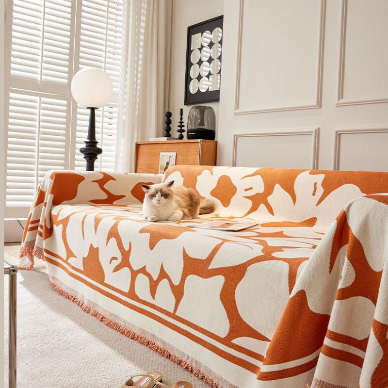 Flower Chenille Couch Towel Four Season Universal L Shape Sofa Cover Living Room Dust Proof Seat Cushion Slipcover Blanket Home