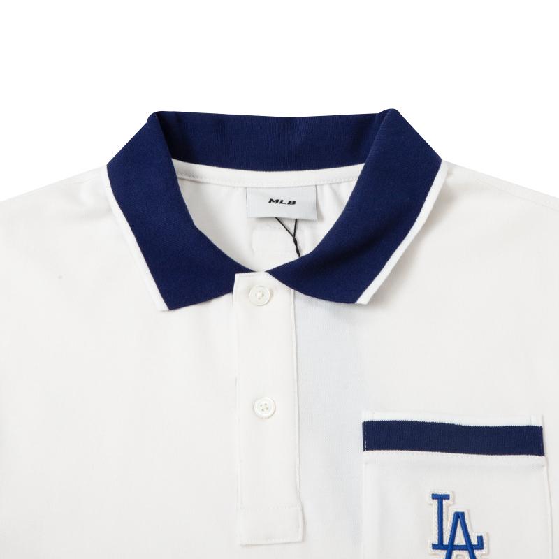 New MLB Polo Shirts Unisex White 3LPQM0333-07CRS