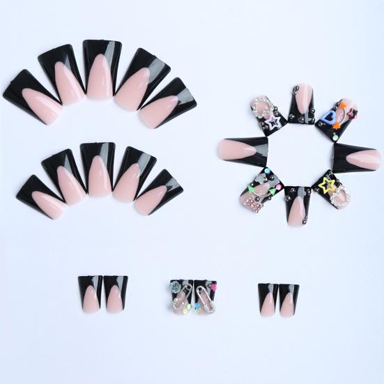 False Nails with Jelly Glue Heart Star Pattern Removable Artificial Nails Non-irritating Easy Apply Nail Art Stickers