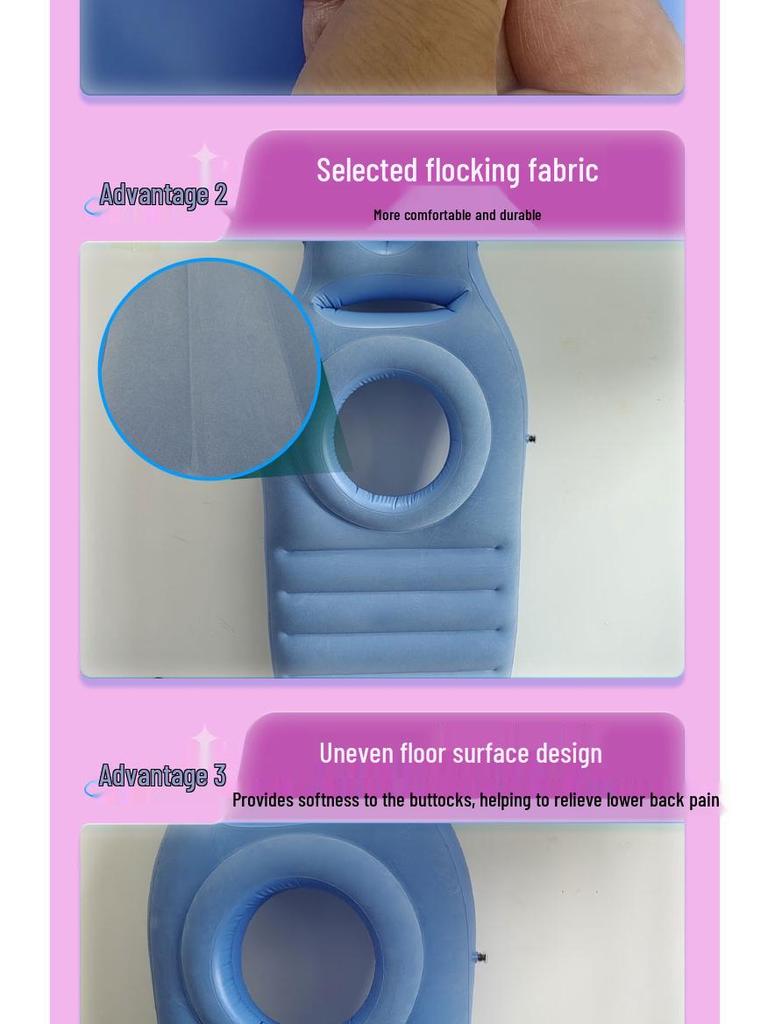 Eco-friendly PVC Inflatable Pregnant Woman Cushion - Comfortable Flocking Recessed Sleeping Pillow Pad