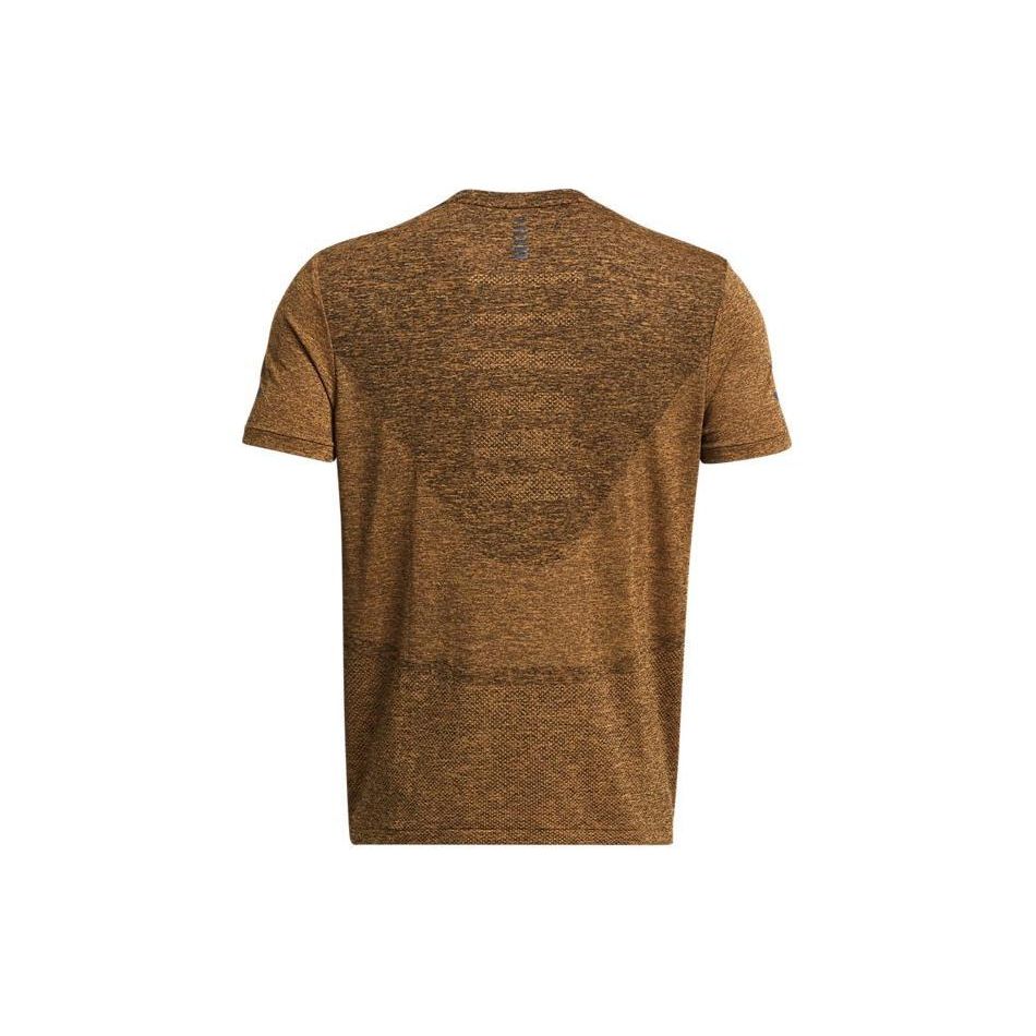 Under Armour Seamless Logo Print Color Block Round Neck Fitted Running Sports Short Sleeve T-Shirt Men T-Shirt Wild-Orange 1375692-804