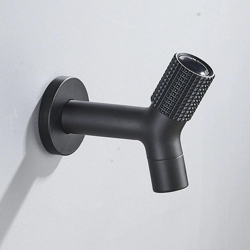 304 Stainless Steel Washing Machine Faucet Lengthened Black/Nickel Single Cooled Faucet Balcony Outdoor Bathroom Mop Pool Tap