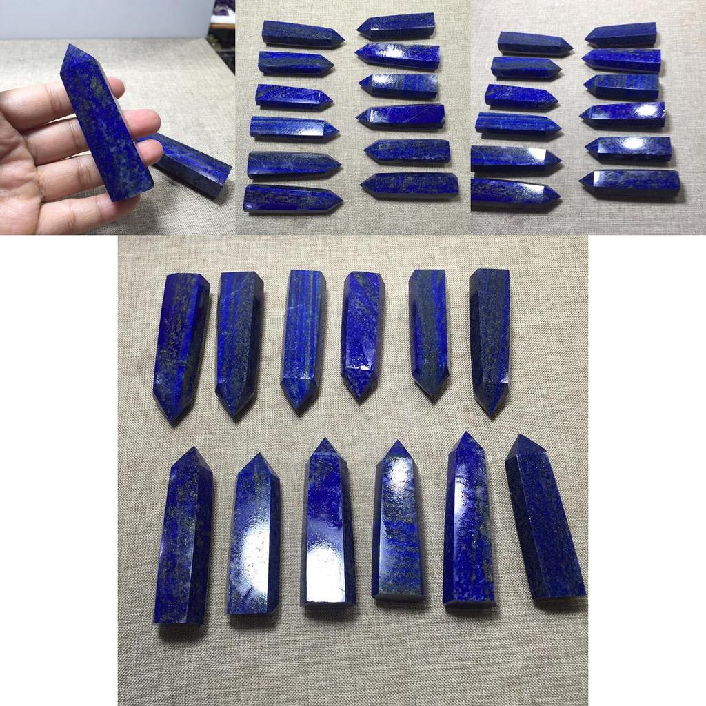 Exquisite Natural Rock Lapis Lazuli Quartz Crystal Stone Point Healing Wand Dark Blue Gift Engaging And Durable