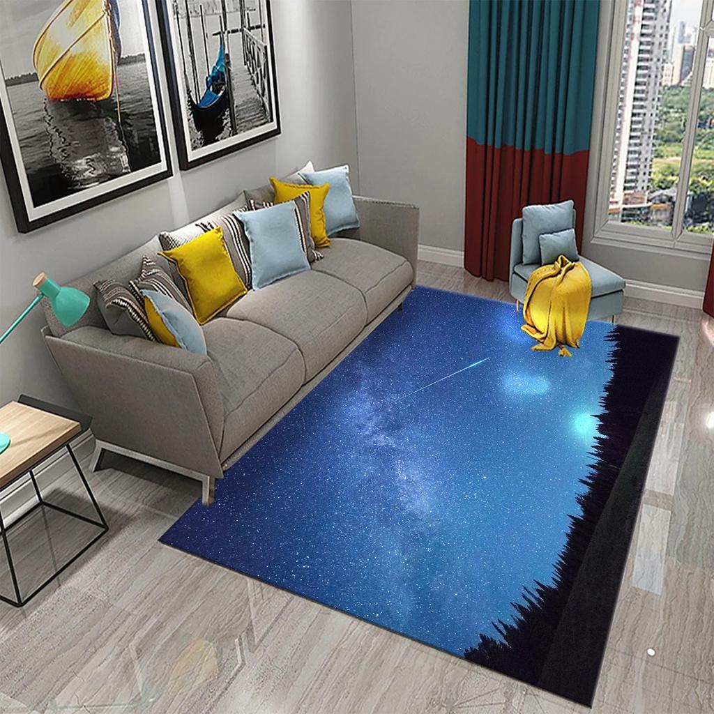 Star Carpet Space Galaxy Area Rug For Living Room Coffee Chair Bedroom Bathroom Entrance Non-Slip Home Decor