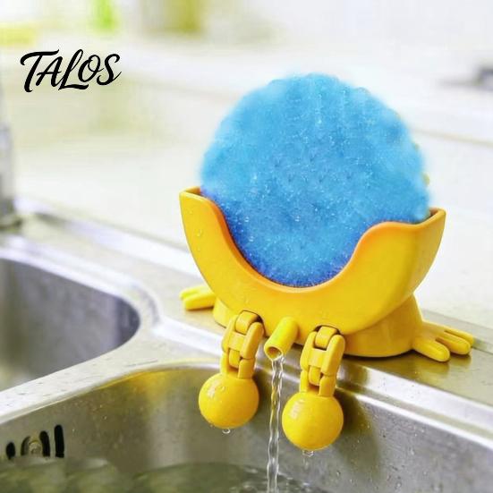 Hollow Diversion Sponge Holder 3D Printed Smiling Face Holder, Cartoon Character Dish Drying Rack Cute Man Shaped with Drainage Design, Multi-Color