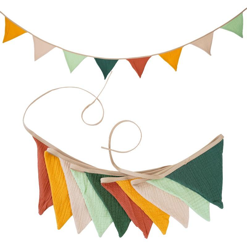 10 Drapeaux 2,6M Fanions en Jute Décoration de Fête de Mariage Banderoles Vintage Accessoire Photo Guirlande pour Maison Baby Shower Carnaval