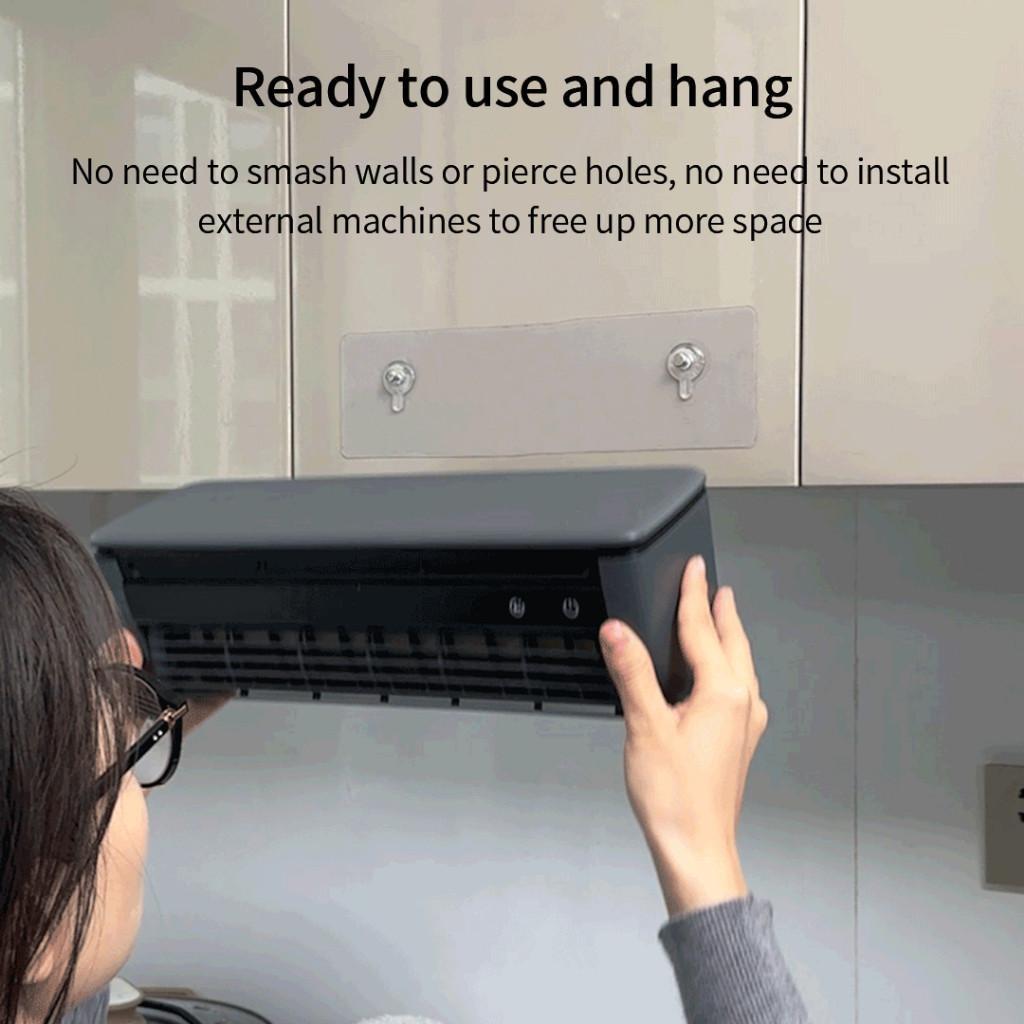 15W 30S Home Kitchen Leafless Air Conditioning Fan Wall-Mounted Air Cooling Fan Quick Cooling Ice Mist Air Fan