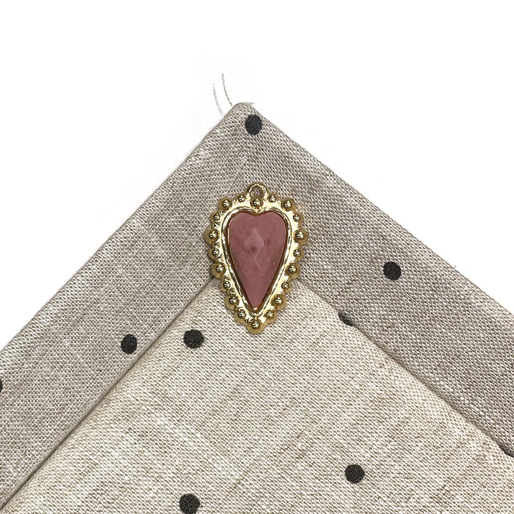 1Pc, Natural Stone Faceted Heart Pendant 19x28mm Golden Lace Bezel Frame Single Hole Charm for DIY Necklace Jewelry Making