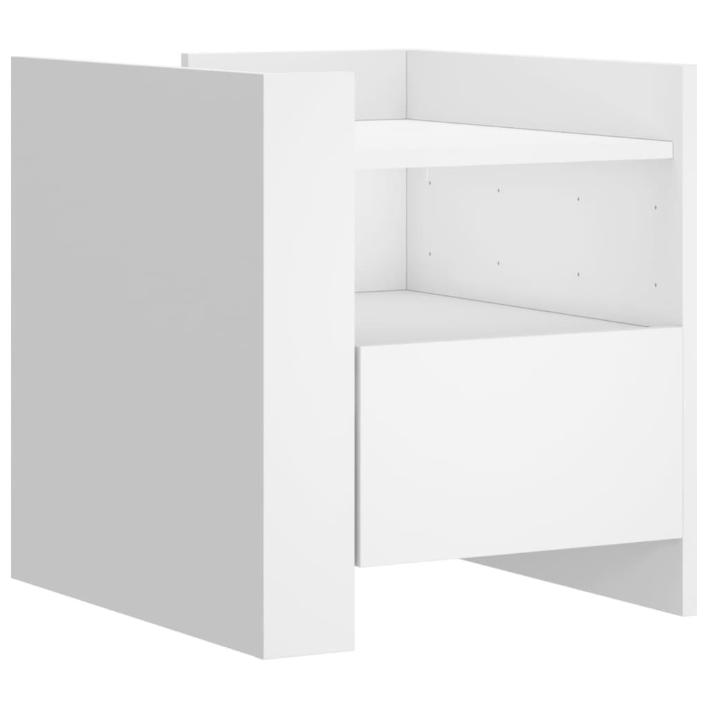Vidaxl Bedside Table, White, 45X50X50 Cm, Wood-Based Material