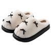 Women's Warm Cotton Slippers with Bow, Non-slip Indoor Shoes for Autumn/Winter