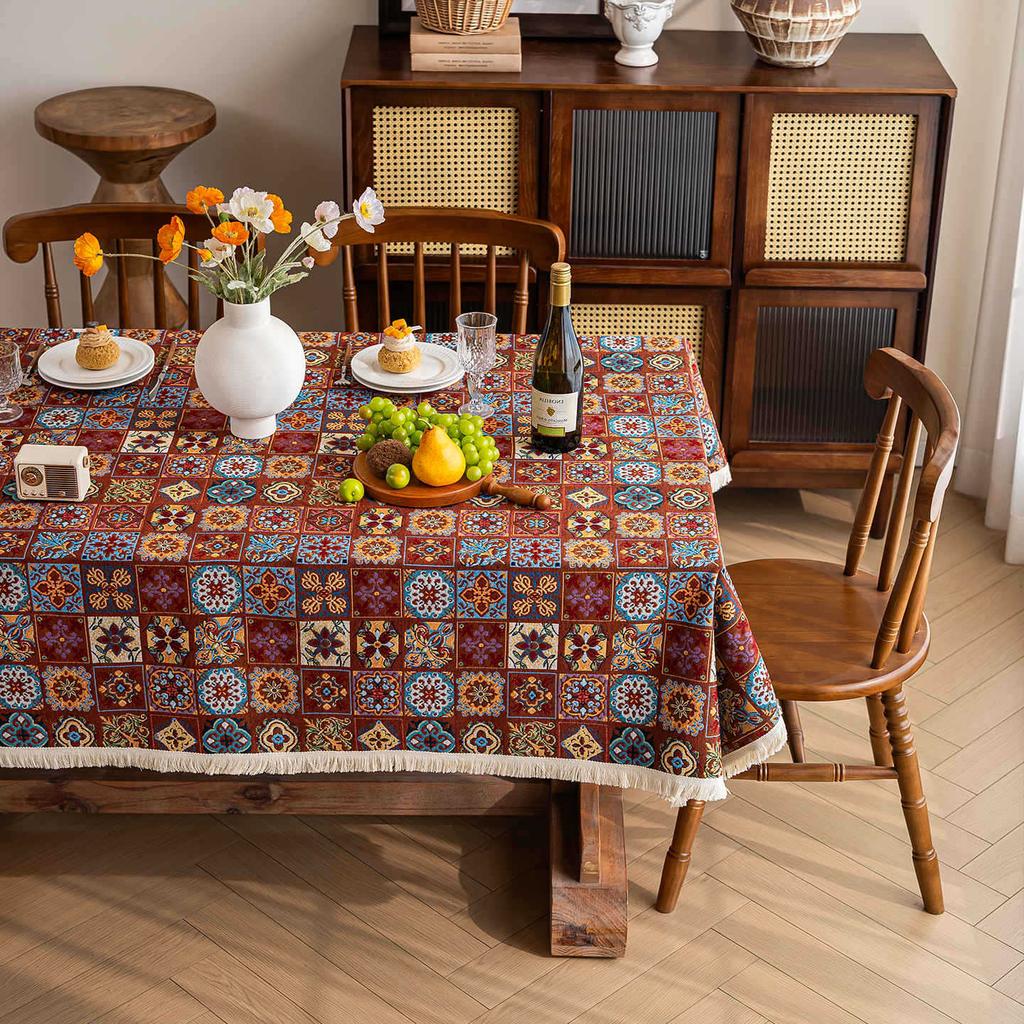 New Jacquard Table Cloth Dustproof And Wrinkle Resistant Rectangular Dining Tablecloth Floral Pattern Home Decoration Tablecloth