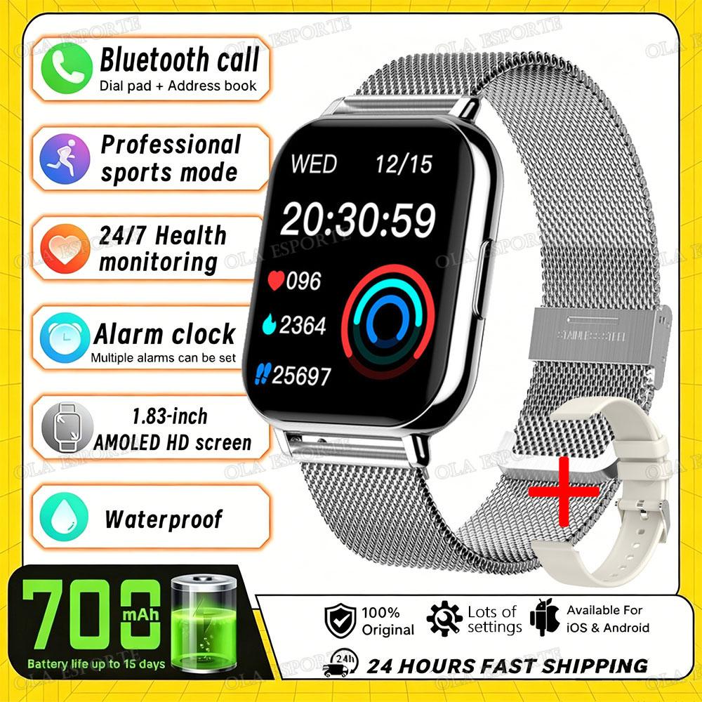 Upgraded Smart Watch Heart Rate Blood Oxygen/Pressure Sleep Monitoring Bluetooth Call Voice Assistant Sport Smartwatch HT30