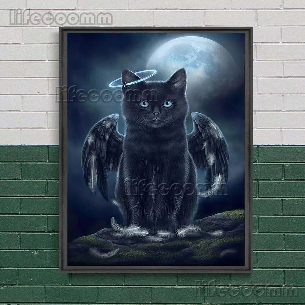 Black Cats Are Witches Vintage Wall Art Canvas Painting Dark Fantasy Art Black Gothic Moon Cat Art Poster And Print Home Decor No Frame