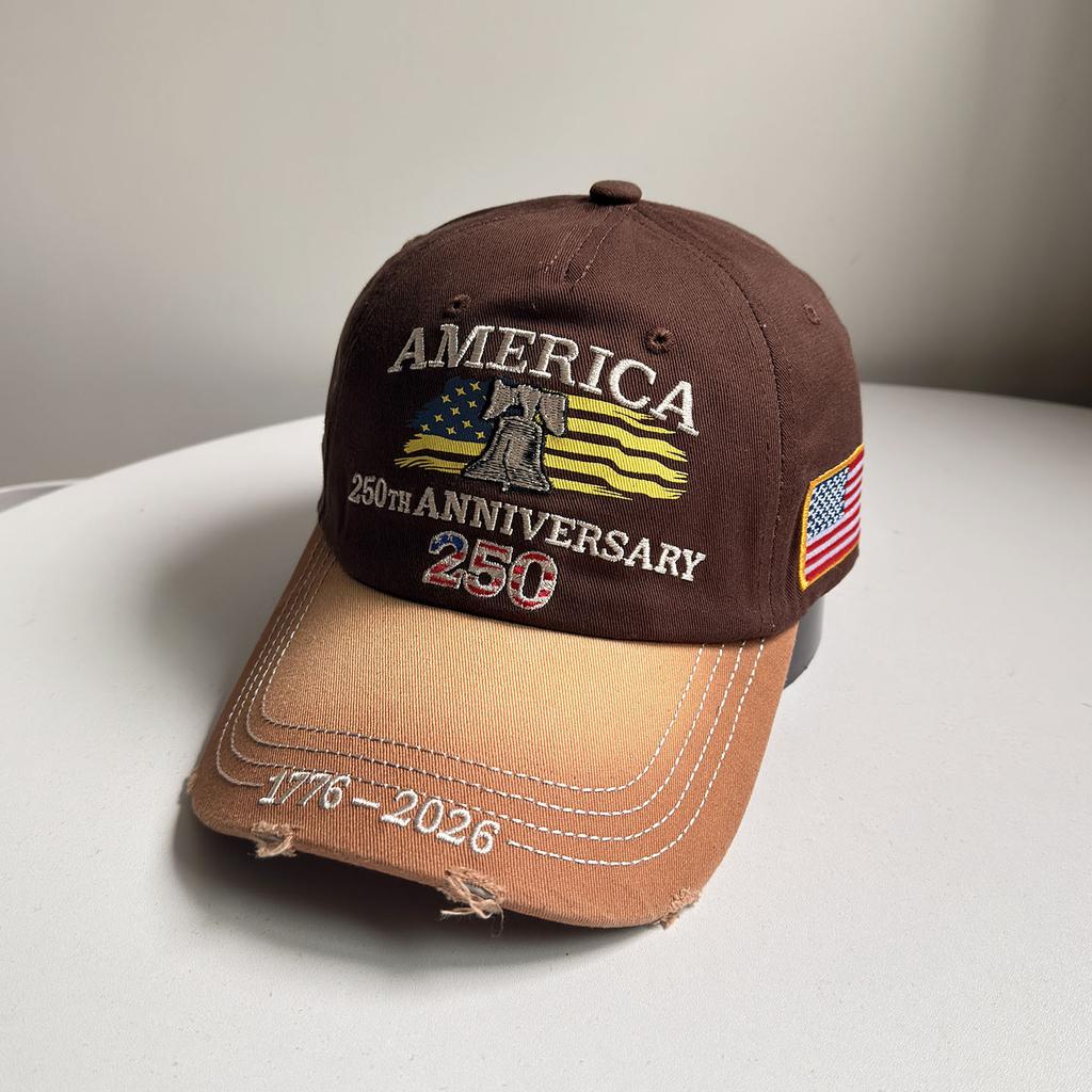Letter Print Embroidered Baseball Cap Spring Summer Cotton Peaked Cap For Men And Women Outdoor Use Sportss Sun Hat Usa 250Th Anniversary