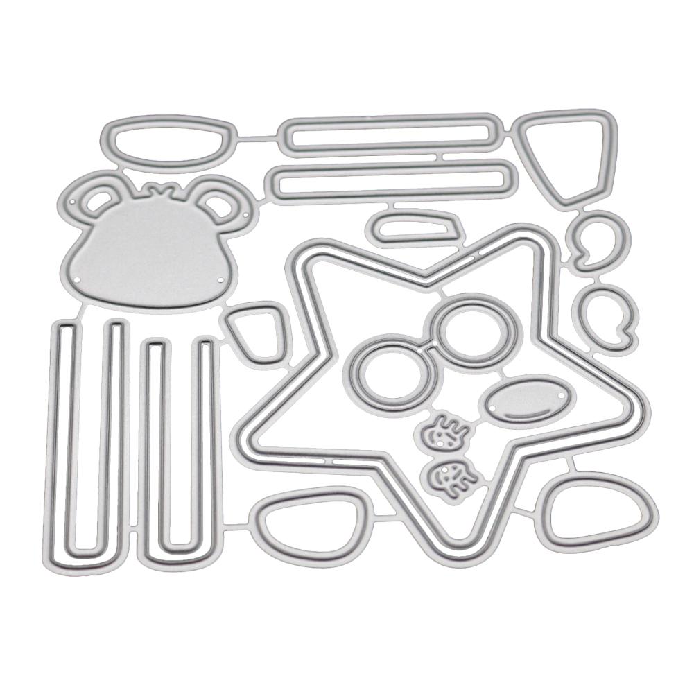 

Пятиконечная звезда Книга Щенок Рамка Металлическая Серебристая Шаблон Тиснение Вырубные штампы Для DIY Скрапбукинга Бумажный Альбом Открытки Изготовление серебряный