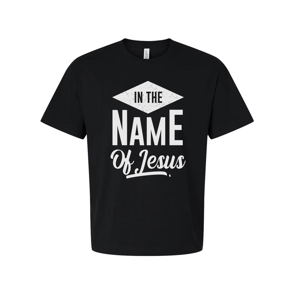 

Unisex Christian T Shirt With In The Name Of Jesus Graphic Design Bible Verse Te S