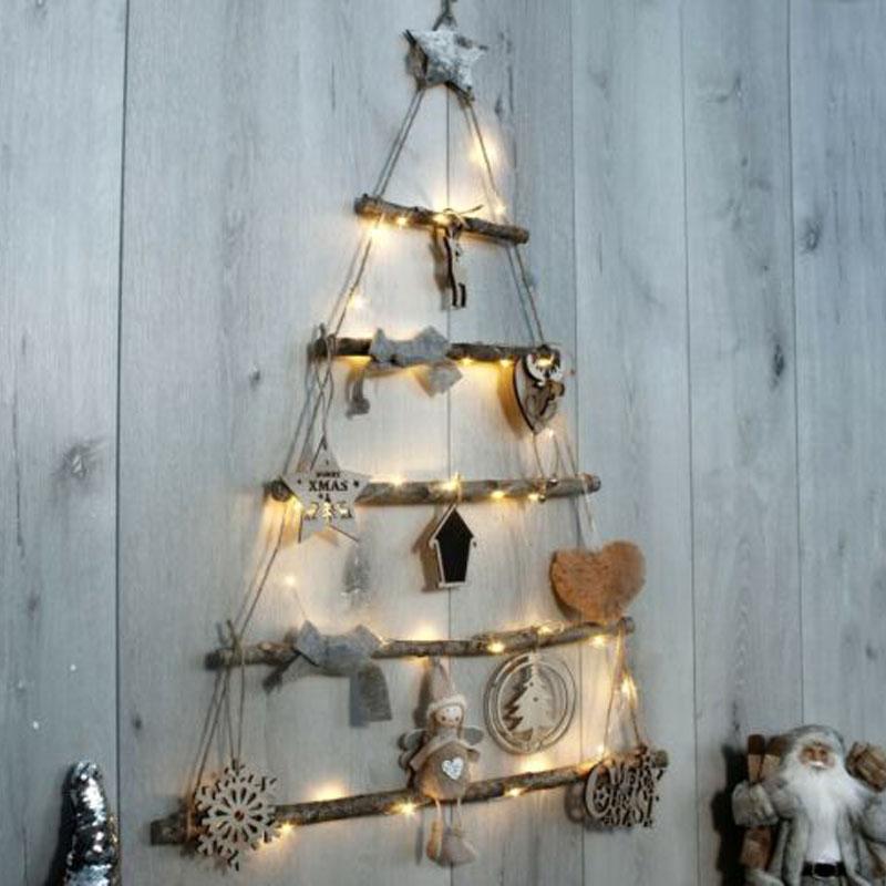 Shabby Chic Wall Hanging Pre-Lit DIY Wooden Ladder Christmas Tree