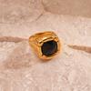 Banquet Style Square Crystal Ring Stainless Steel Exaggerated Ring  Birthday Wedding