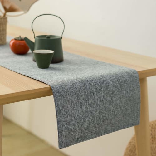 Table Runner, Dining Table Decoration, Solid Linen Cloth, Stylish Table Accessory, Nordic Style (31 x 180cm, Navy)