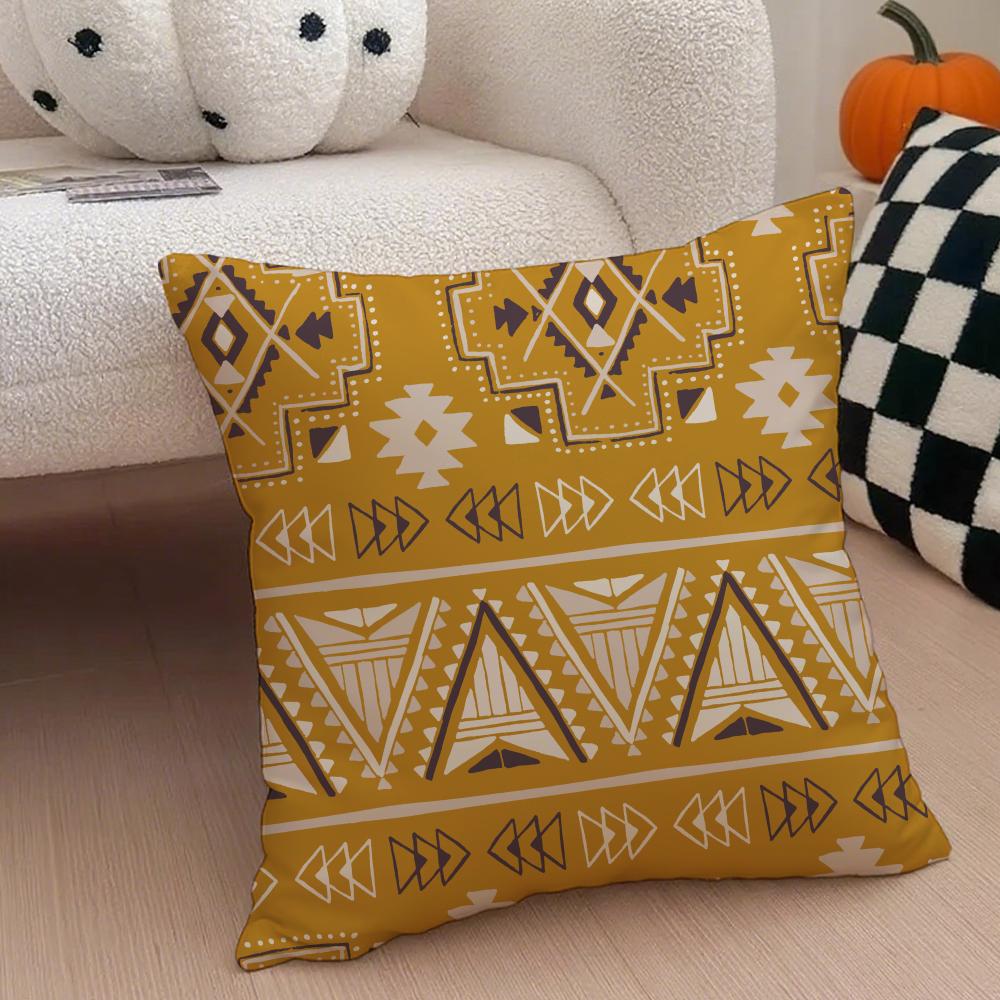 Boho Textile Pattern BBohemian Ethnic Prints Cushion Cover Throw Pillow Cover Hidden Button Durable Polyester Chair Cushion