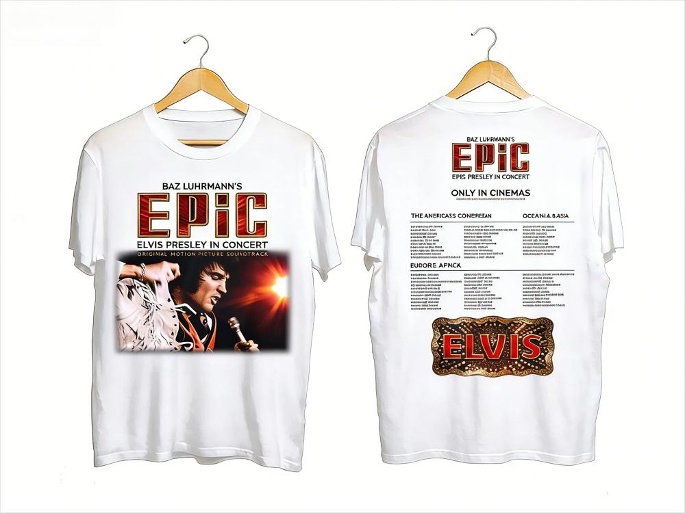 Elvis Presley 2026 Konsertturné Vintage Rock T-shirt Turnéschema Dubbelsidigt Tryckt Bekväm Retro Högkvalitativ T-shirt