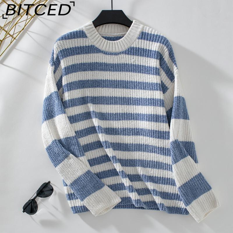 BITCED AutumnWinter Women s Casual Fashion Striped Colour-Blocked Pullover XL синий 2354₽