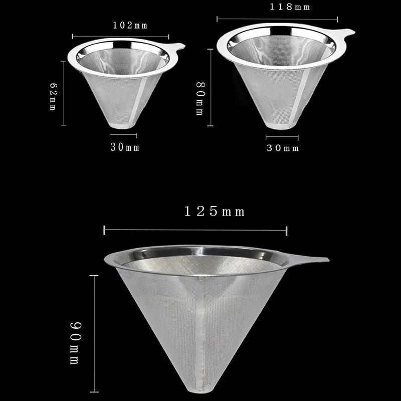 Coffee Filter Dripper Filter Tea Strainer Stainless Steel Pour Over Cone 2018