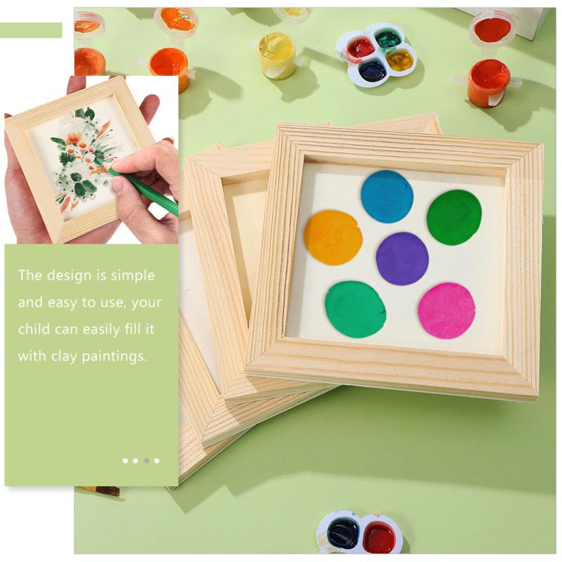 Clay Picture Frame Photo Wood DIY Frames Blank Children Wooden for Kids Painting