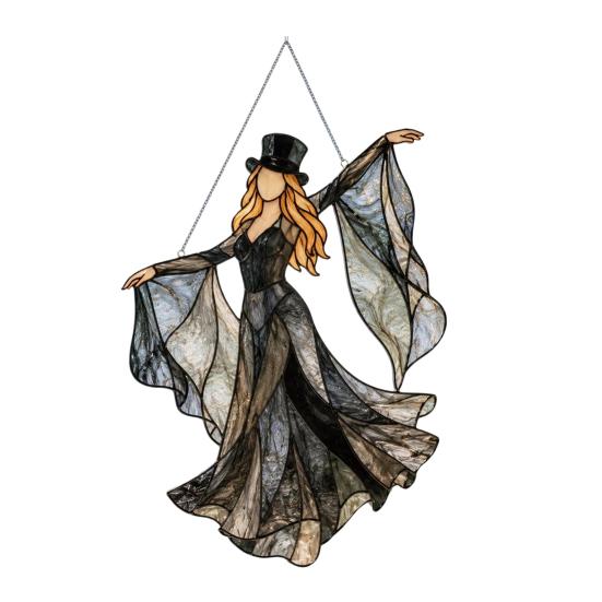 Dancing Lady Sun Catcher, Acrylic Hanging Ornament, Bohemian Gothic Woman Window Spinner, Gift for Mom Grandma Wife