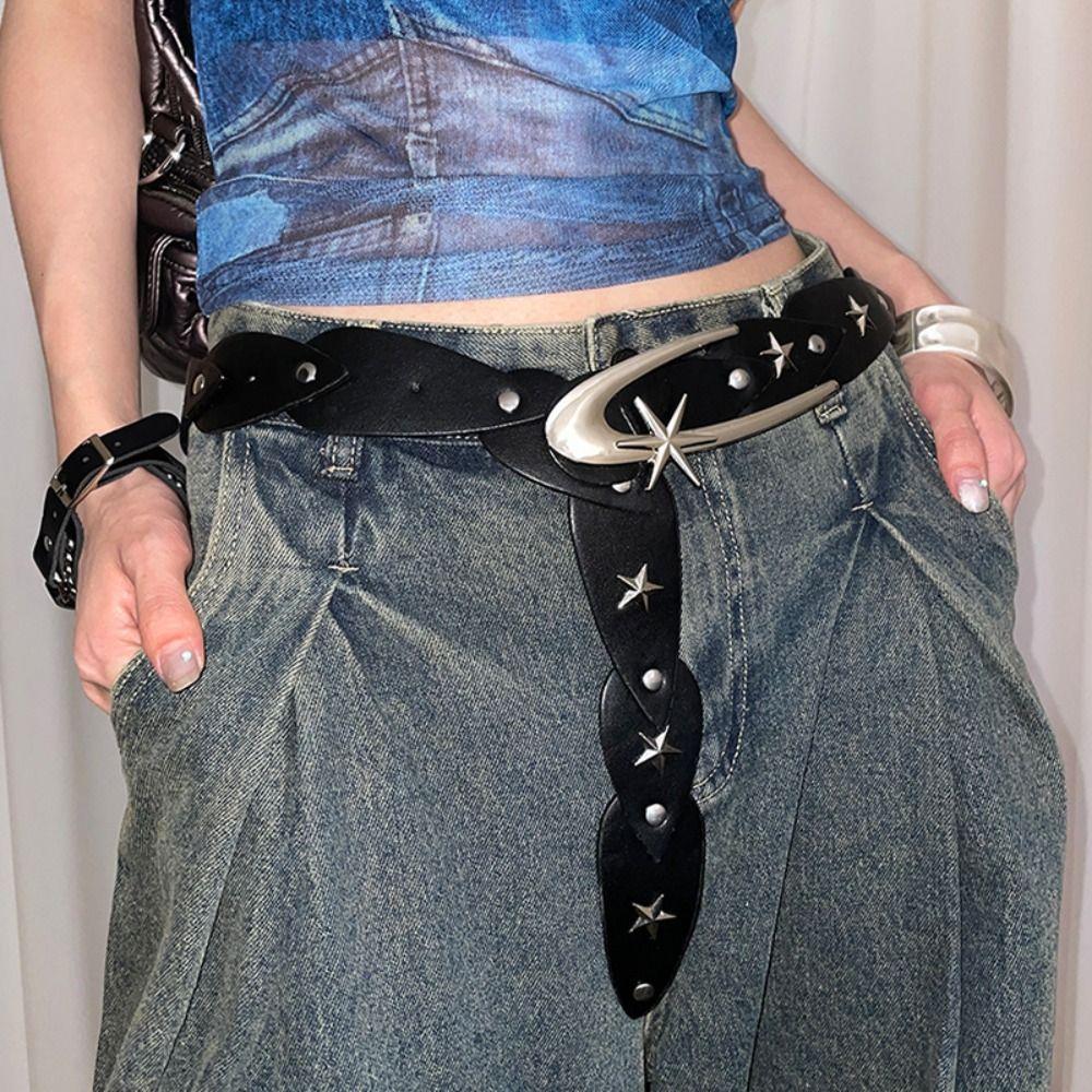 Vintage Punk Waistband Luxury Trendy Design Waist Strap Women Wide Leather Belt