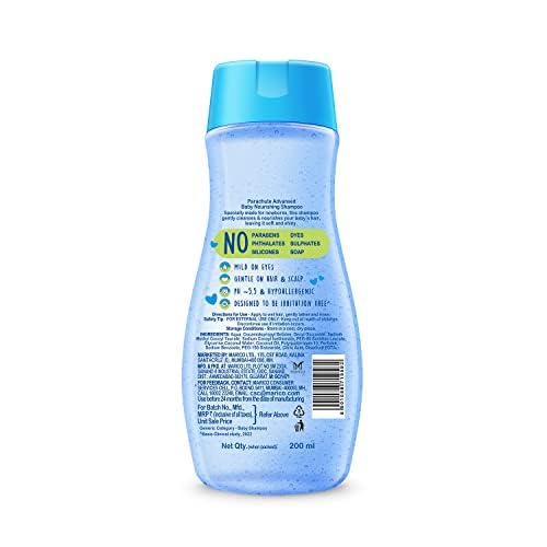 PARACHUTE Tear-Free Baby Shampoo For Kids With Virgin Coconut Oil 200ml | Gentle Hypoallergenic Wash For Soft Hair | Newborn Safe Cleanser
