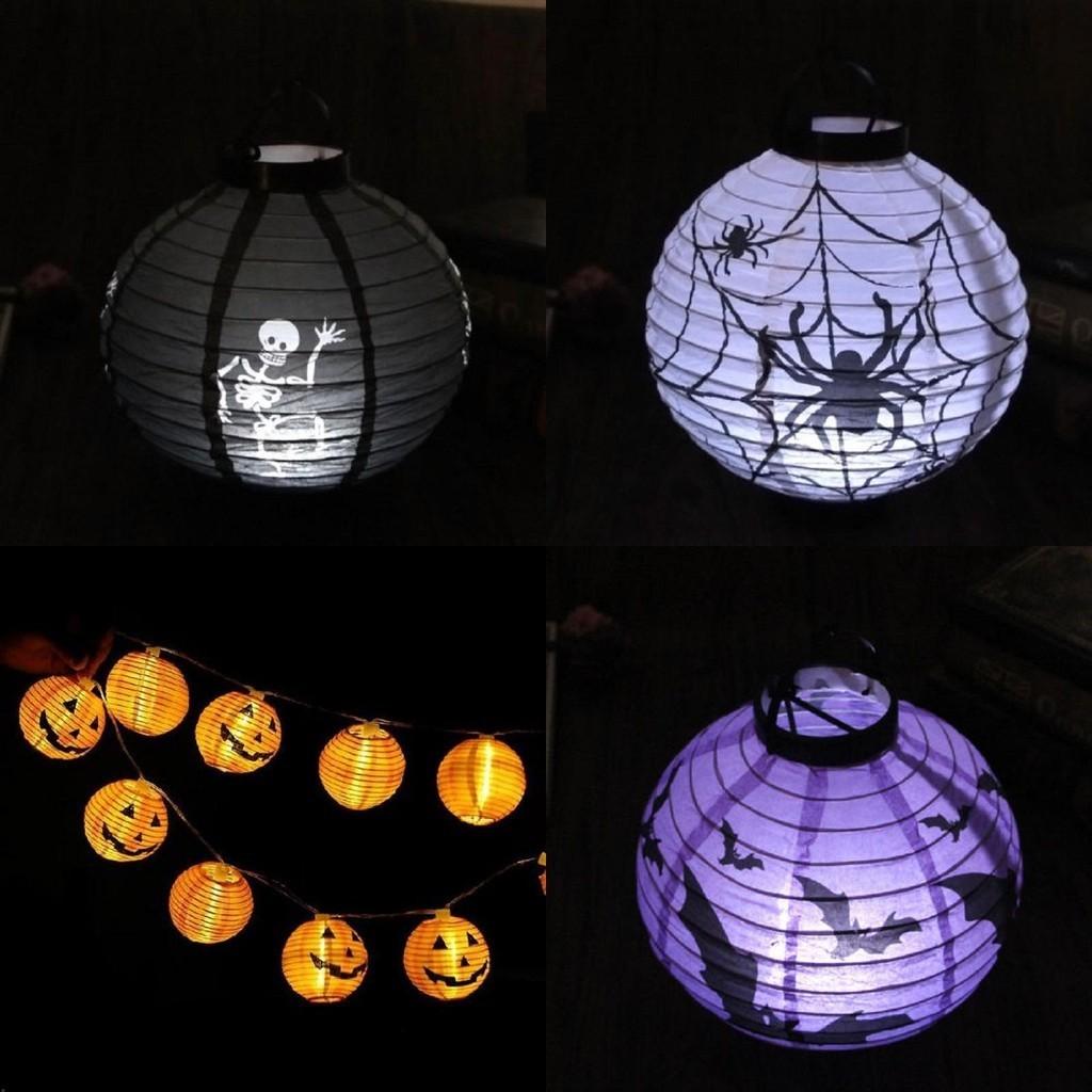 Versatile Led Paper Pumpkin Lantern Featuring Spider And Bat For Festive Halloween Atmosphere