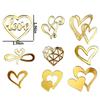9Pcs Gold Love Heart Acrylic Cake Topper For Wedding Valentine'S Day Cake Diy Decoration Ins Style Birthday Party Cupcake Topper