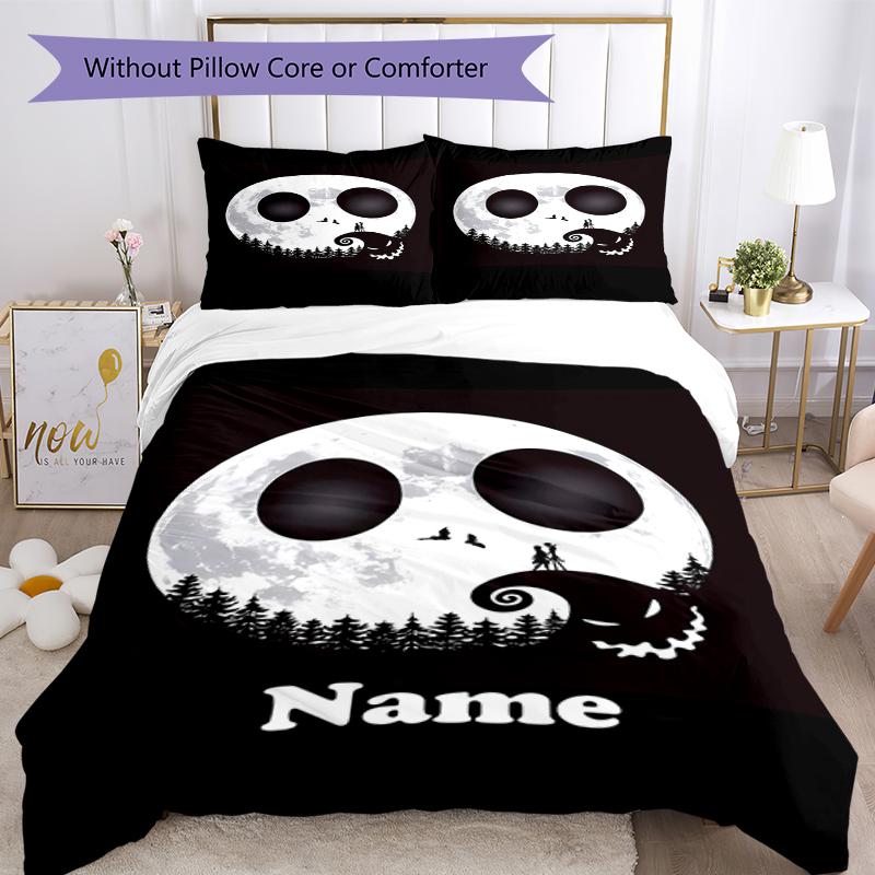 3-teiliges personalisiertes Bettwäscheset The Nightmare Before Christmas Bettbezug mit Verschluss Enthält 1 Bettbezug & 2 Kissenbezüge, Weich und bequem für alle S