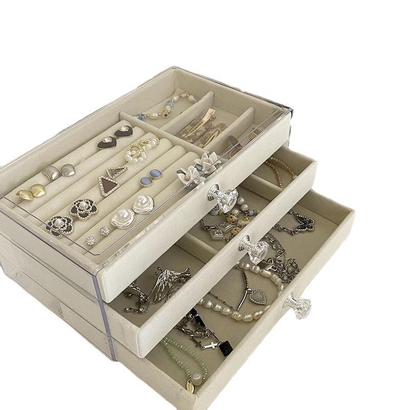 Jewelry Storage Box, Anti-oxidation Earrings, Stud Earrings, Necklace, Flannel Acrylic, High-end Exquisite Jewelry Box Artifact