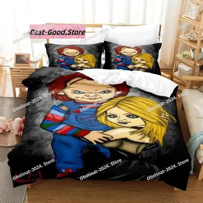 Juego de ropa de cama Chucky para cama individual, doble, queen o king size. Juego de funda nórdica para dormitorio de adulto o niño. Diseño 3D de Halloween.