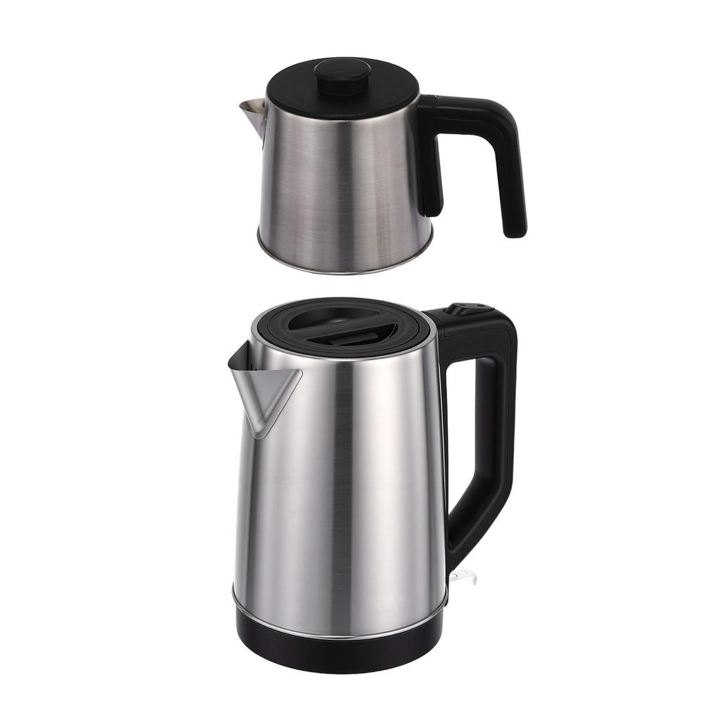 Electric Turkish Tea Maker Cooker Stainless Steel Double Pot Kettle Infuser Keep Warm Function