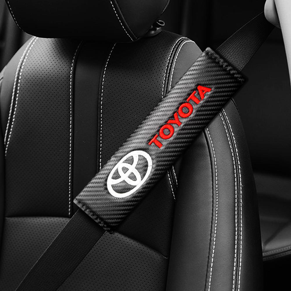 BBcu3 Auto Sticker For Toyota Camry Car Seat Belt Cover Carbon Fiber Leather Shoulder Protection Cover Corolla E150 Rav4 Mark 2 Reiz
