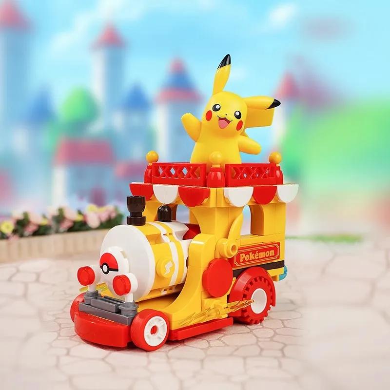 Pokemon Building Blocks Party Parade Pikachu Sprigatito Fuecoco Quaxly Train Patchwork Mini Brick Toys Models Ornaments Gifts